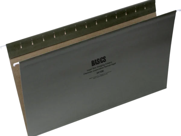 Basics Brand Legal hanging folder green at Fineline Stationery Edson Alberta