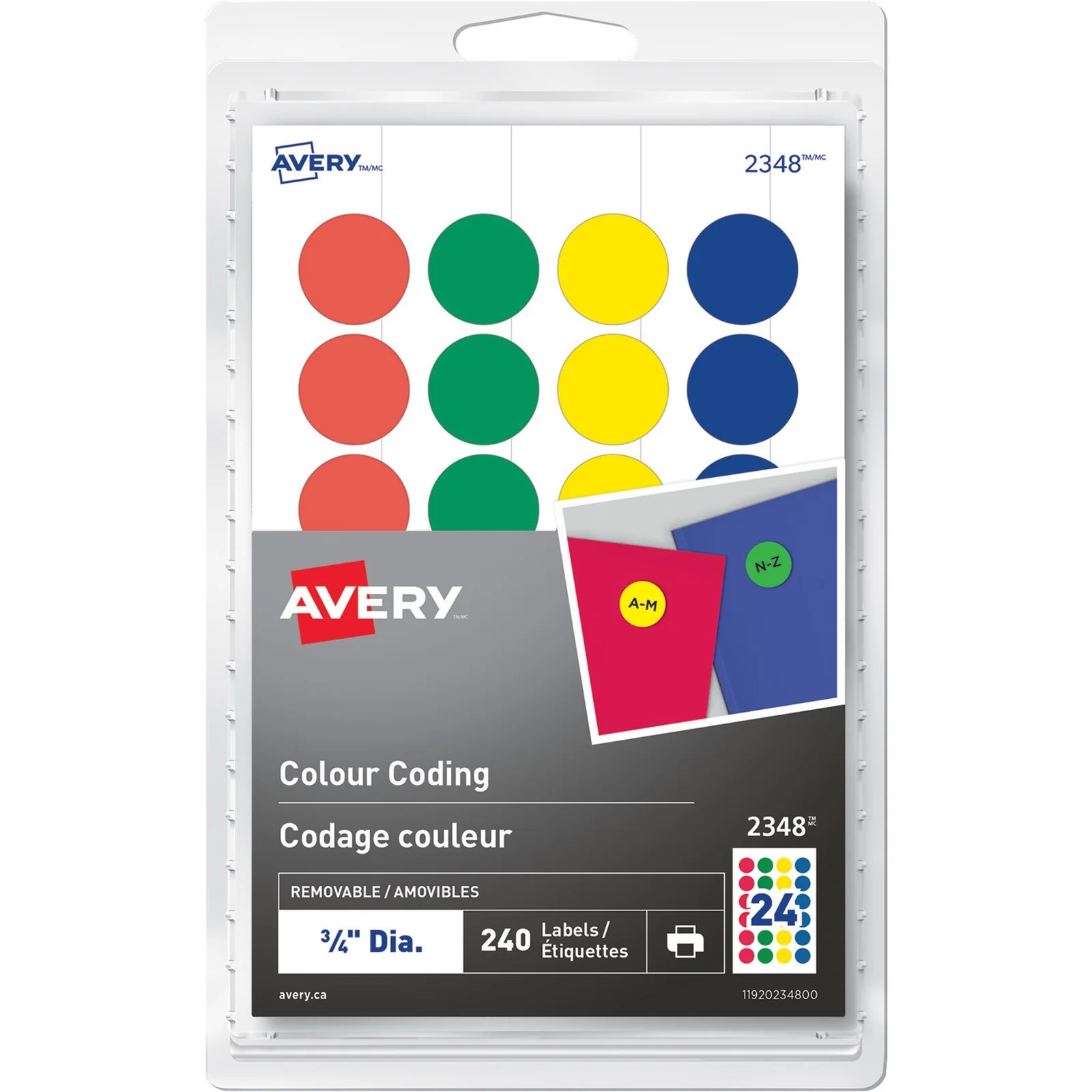 Avery Self-adhesive Colour Coding Labels 2348 Assorted Colors