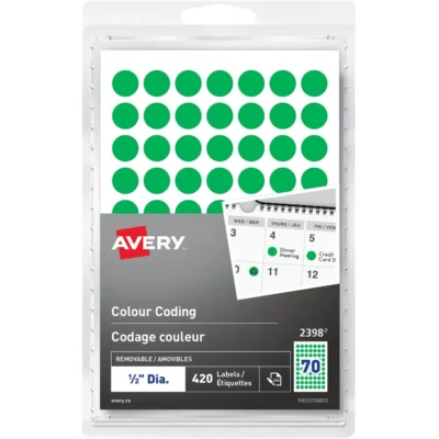 Avery Self-Adhesive Colour Coding Labels 2398 Green
