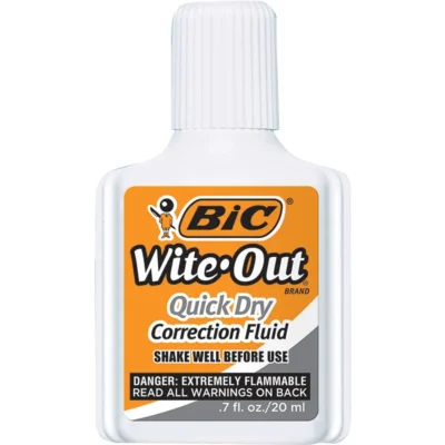 Bic Wite-Out Quick Dry Correction Fluid White 22ml Singles