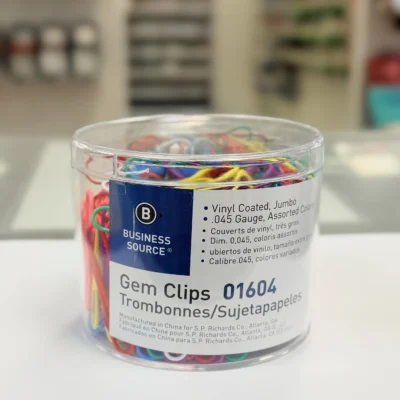 Business Source vinyl-coated paper clips at Fineline Stationery Edson Alberta