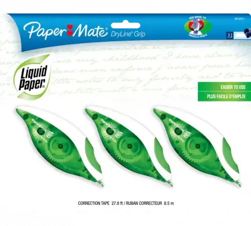 Paper Mate® Liquid Paper® Dryline® Grip Correction Tape 3/pkg