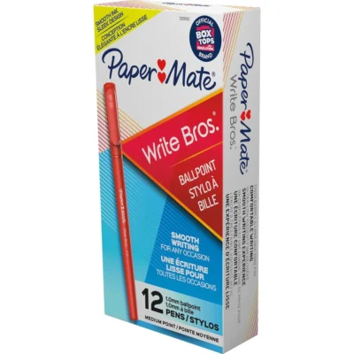 Paper Mate Write Bros Medium Red Ballpoint Stick Pens 12s