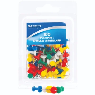 Westcott® Push Pins - Assorted Colours (11142) 100/pack