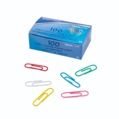 Westcott® 1-1/8" (28mm) Vinyl Coated Paper Clips, 100/box