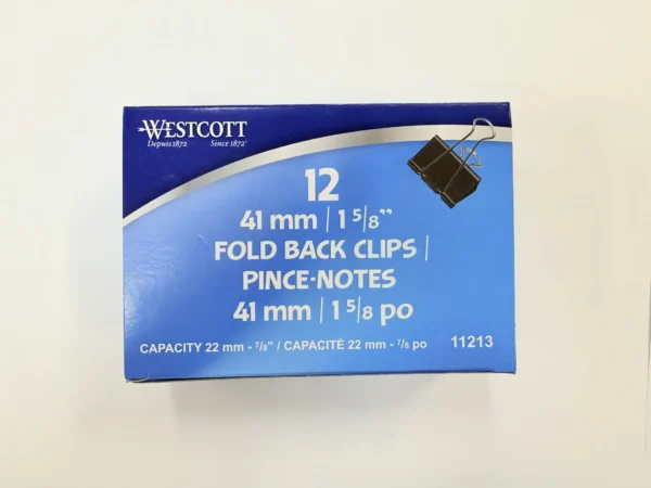 Westcott fold-back clips 41mm (1 5/8") available at Fineline Stationery Edson Alberta