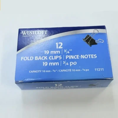 Westcott® 3/4" (19 mm) Black Fold Back Clips, 12/box