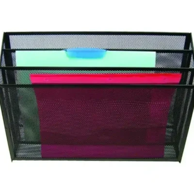 Winnable 3-Tier Letter Organizer Mesh Pockets Black