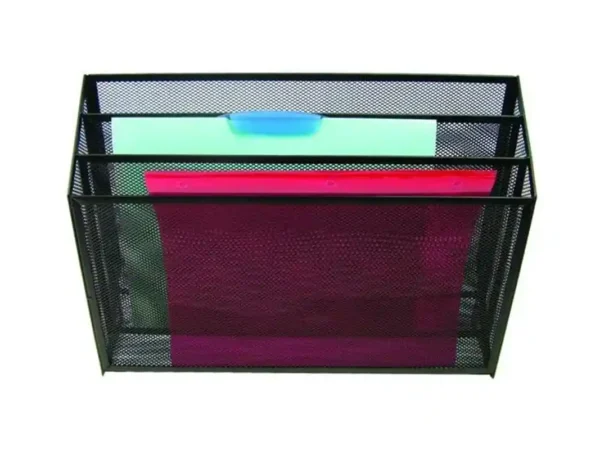 Winnable 3-Tier Letter Organizer Mesh Pockets Black
