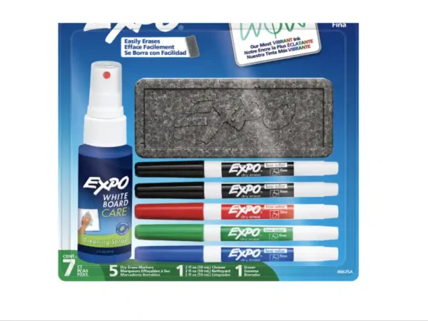 Expo 2 Fine Point Starter Set with Eraser, Expo Cleaner and 5 Expo Dry Erase markers available at Fineline Stationery Edson