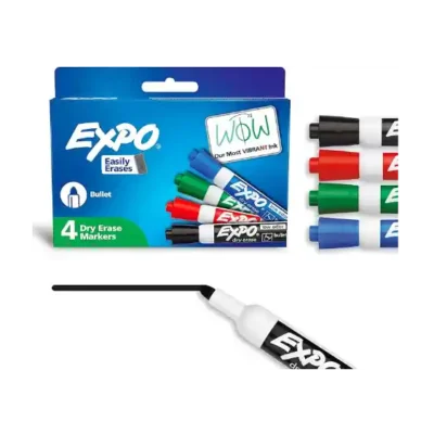 Expo Dry Erase Markers Low Odour Bullet Tip 4-pack Assorted