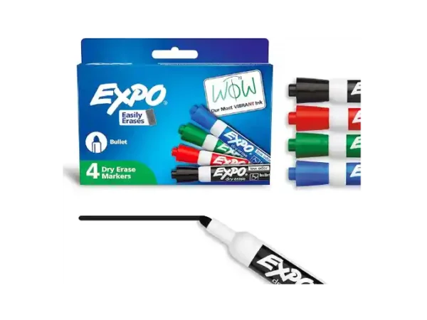 Expo Dry Erase Markers Low Odour Bullet Tip 4-pack Assorted