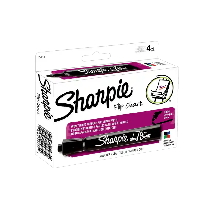 Sharpie Flip Chart Marker Bullet Tip Assorted Colors 4pack