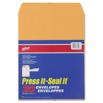 Hilroy Press-It Seal-It Kraft Adhesive Envelopes 10"x13"