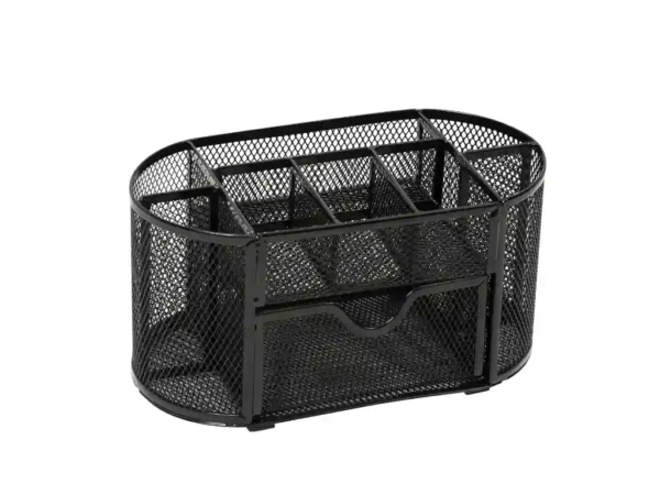 Merangue Oval Mesh Desk Organizer Black